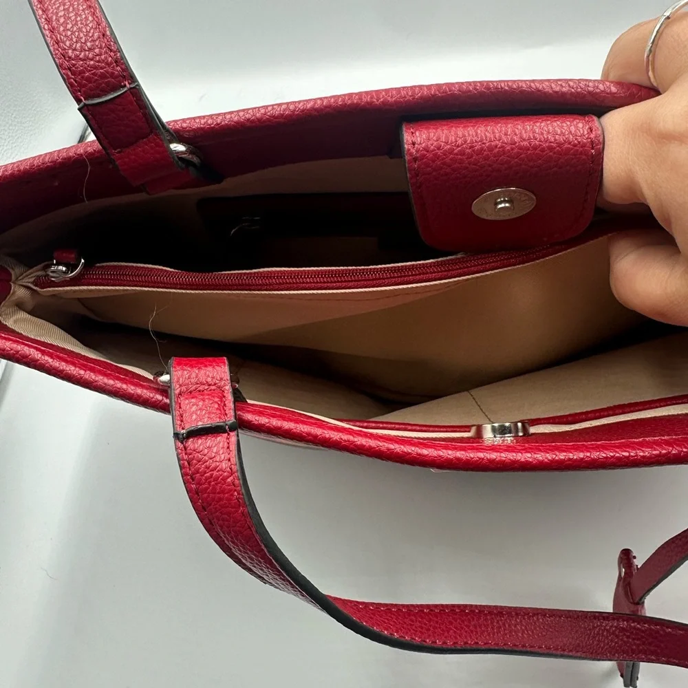 Dana Buchman Burgundy Floral Tote Purse Handbag Key Ring Pockets Feminine NWOT - Picture 8 of 12